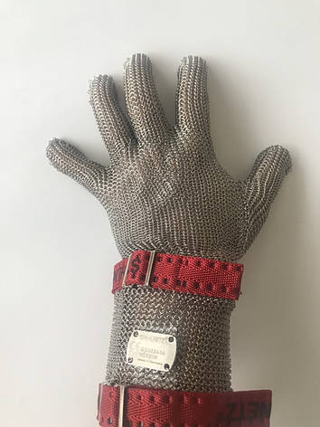 Кольчужна рукавичка з тканинним ремінцем і закотом 8 см Schlachthausfreund (Німеччина), фото 2