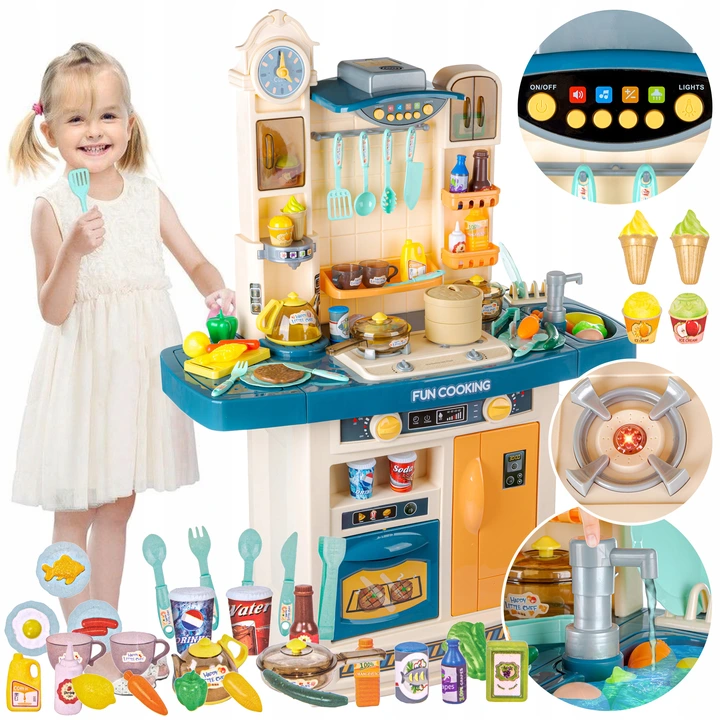 Дитяча велика інтерактивна кухня з водою Fun Cooking бірюзова 100 см