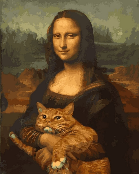Картина за номерами 40х50 см Babylon Джоконда з котом (VP 1172)