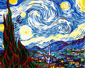 Картина за номерами 40х50 см Babylon Зоряна ніч Ван Гог (MS-233)
