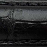 Чорний шкіряний ремінець для наручних годинників з фактурою під крокодила, 22 мм (20мм), фото 2