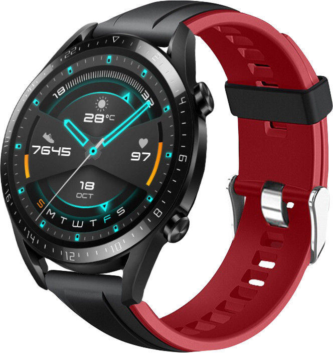 Ремінець Coholl для годин Huawei Watch GT / GT2 (22мм) Black-Red ...