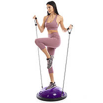 Гімнастична півсфера BOSU для фітнесу балансувальна подушка 58 см сіра (BVR-0330), фото 3