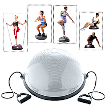 Гімнастична півсфера BOSU для фітнесу балансувальна подушка 58 см сіра (BVR-0330), фото 2