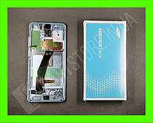 Дисплей Samsung G980 Light Blue S20 (GH82-22123D) сервісний оригінал у зборі з рамкою