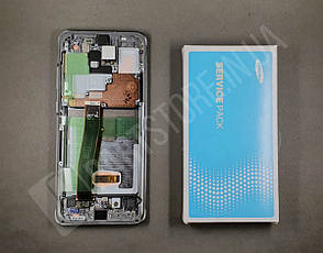 Дисплей Samsung G988 Grey S20 Ultra (GH82-22271B) сервісний оригінал у складі з рамкою, фото 2