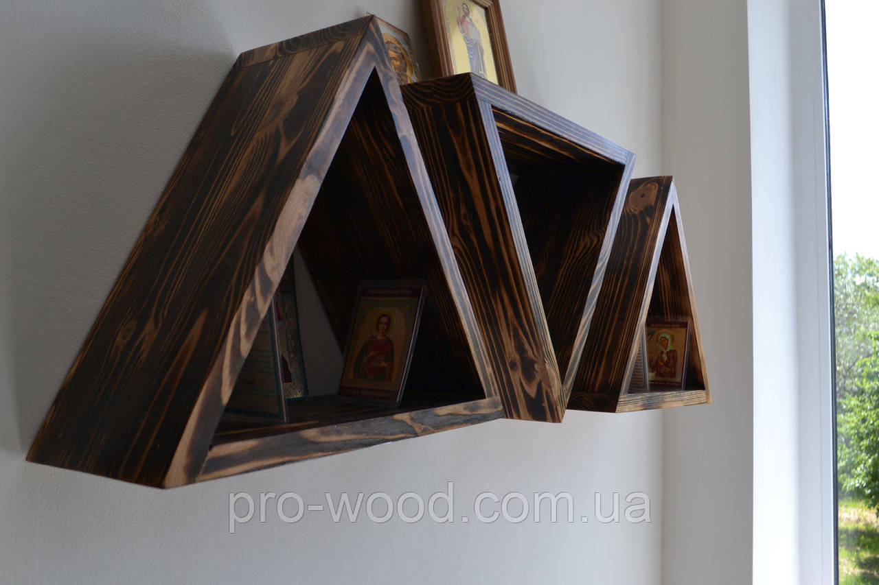 Полиця дерев'яна "Трикутник", фото 1