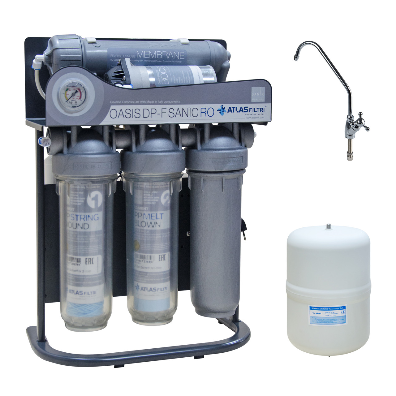 Система зворотного осмосу Atlas Filtri Oasis DP-F Sanic Pump з насосом на каркасі