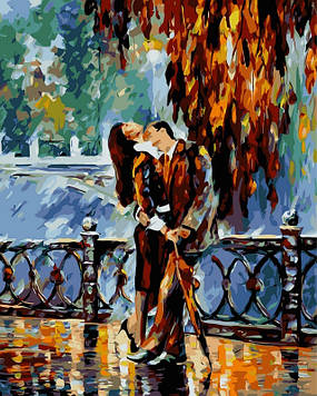 Картина за номерами 40х50 см Babylon Поцілунок після дощу Художник Леонід Афремов (VP081)