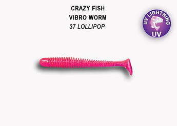Віброхвіст Crazy Fish Vibro Worm 2" 3-50-37-6, атрактантом кальмар, 8 шт/уп, приманка для хижої риби