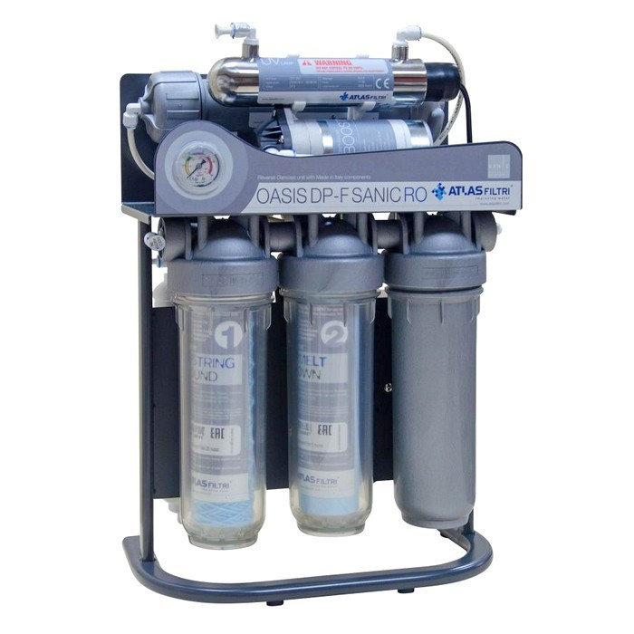 Фільтр зворотного осмосу Atlas Filtri Oasis DP-F Sanic PUMP-UV (мінералізатор, насос і уФ-лампа) на каркасі