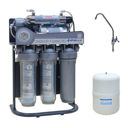 Фільтр зворотного осмосу Atlas Filtri Oasis DP-F Sanic PUMP-UV (мінералізатор, насос і уФ-лампа) на каркасі, фото 3