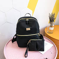 Стильный женский рюкзак-сумка Galaxiv в комплекте с косметичкой черного цвета