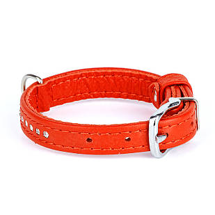 Нашийник KARELINE з натуральної шкіри зі стразами 20 мм 310-380 мм