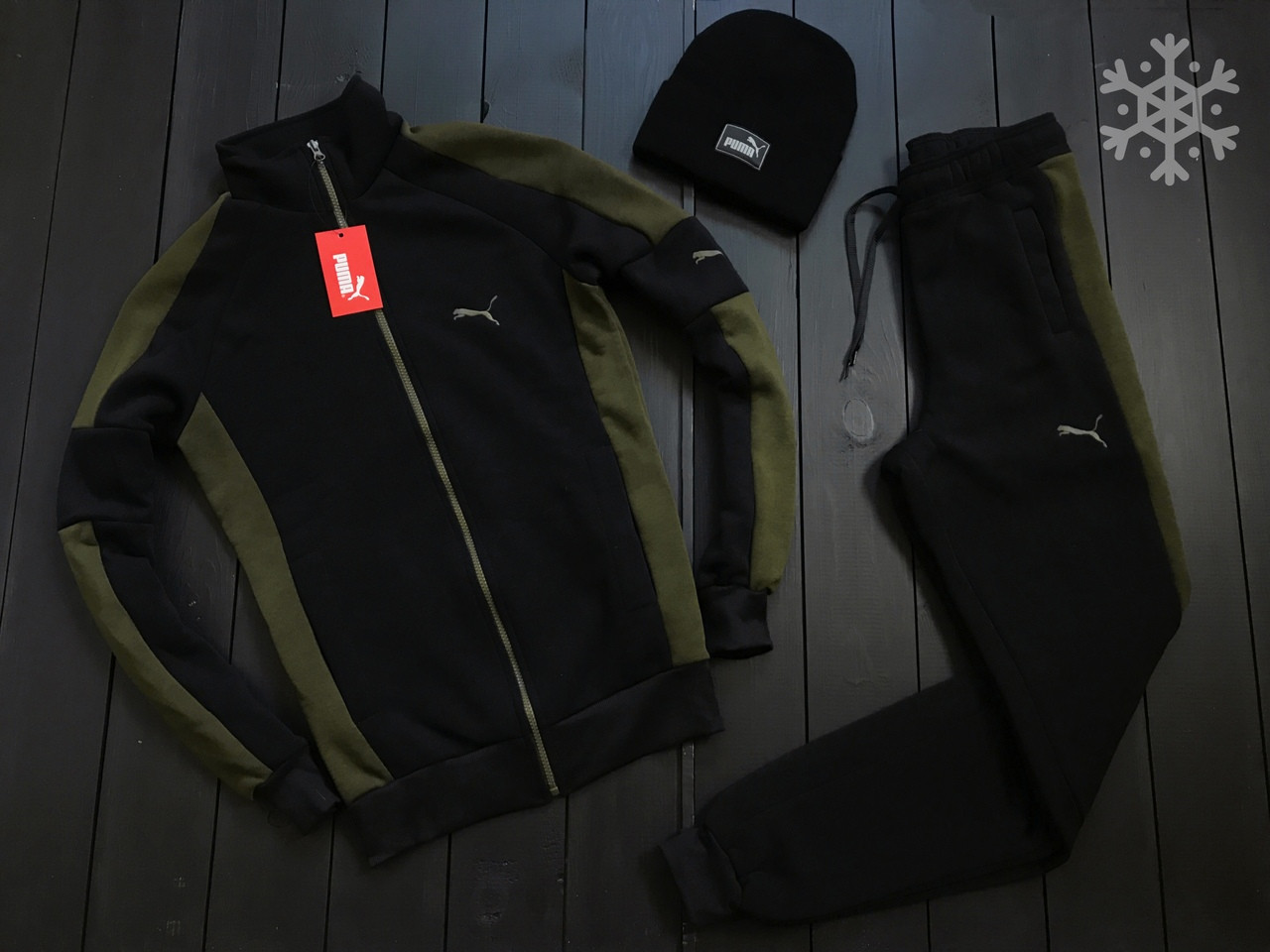 Чоловічий теплий зимовий спортивний костюм на флісі пума атлет (Puma)