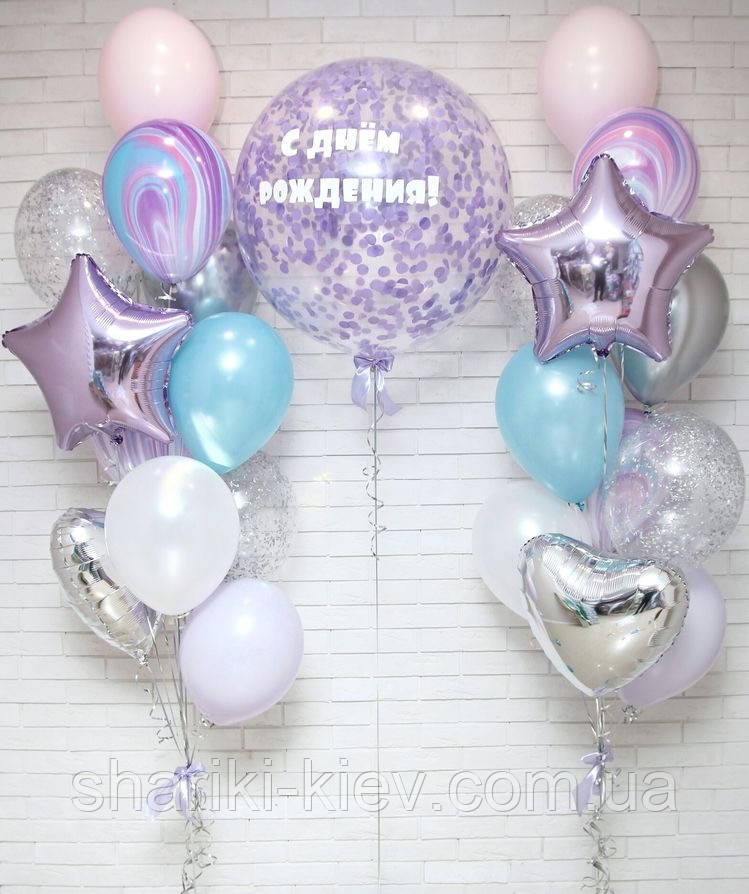 Фонтан гелієвих куль на День народження Purple Stars