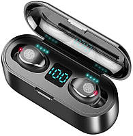 Бездротові сенсорні Bluetooth навушники F9 TWS V5.0 з індикатором заряду та повербанком. Водонепроникні