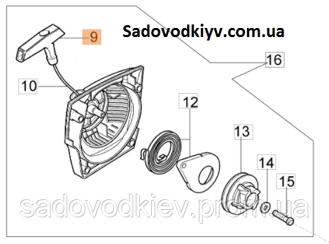 Ручка стартера для бензопили Oleo-Mac 947, 952 (097000064AR)