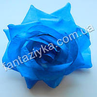 Головка искусственной розы (кардинал) светло-синяя 10см