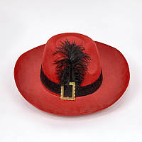 Шляпа Мушкетера красная маленькая размер 52-54 см