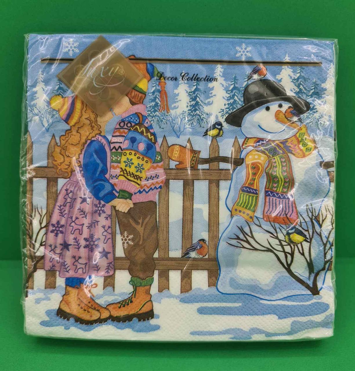 Новорічна серветка (ЗЗхЗЗ, 20шт) LuxyНГ Новорічний поцілунок (851) (1 пач.)