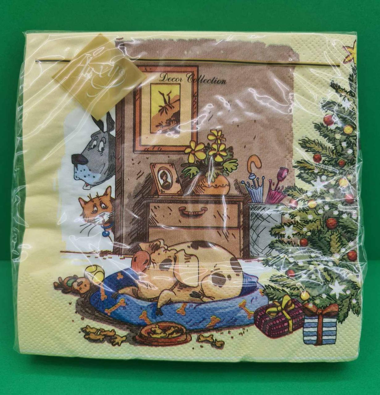 Святкова серветка (ЗЗхЗЗ, 20 шт.) LuxyНГ Желене місце (1231) (1 пачка)