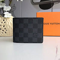 Кошелек мужской черный качественный в подарочной упаковке Louis Vuitton