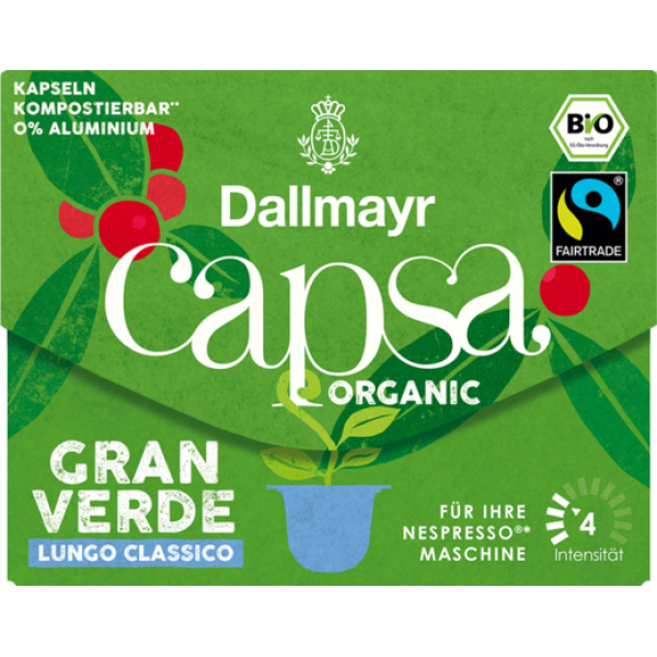 Кава в капсулах Dallmayr capsa Gran Verde Lungo Classico, 10 капсул Nespresso