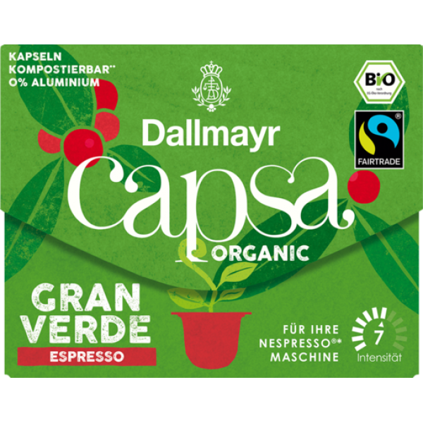 Кава в капсулах Dallmayr capsa Gran Verde Espresso, 10 капсул Nespresso