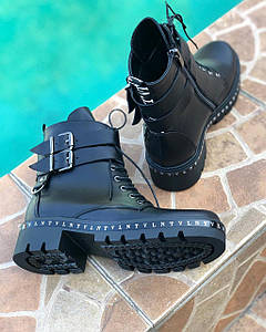 Красиві молодіжні черевики жіночі з натуральної шкіри повсякденні комфорт зручні легкі модні стильні чорні 36 розмір M.KraFVT 2180