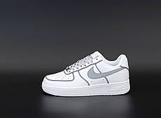 Жіночі кросівки Nike Air Force white. Рефлектив. ТОП Репліка ААА класу., фото 2