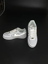 Жіночі кросівки Nike Air Force white. Рефлектив. ТОП Репліка ААА класу., фото 2