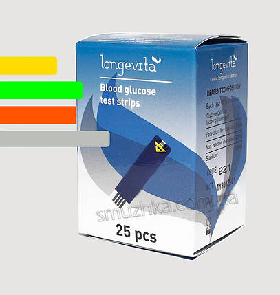 Тест-смужки для глюкометра Longevita 25шт. - Лонгевита 25шт., фото 1