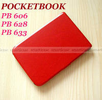 Женский чехол обложка красный для Pocketbook PB 628 Touch Lux 5, PB 606, PB 633 (покетбук)