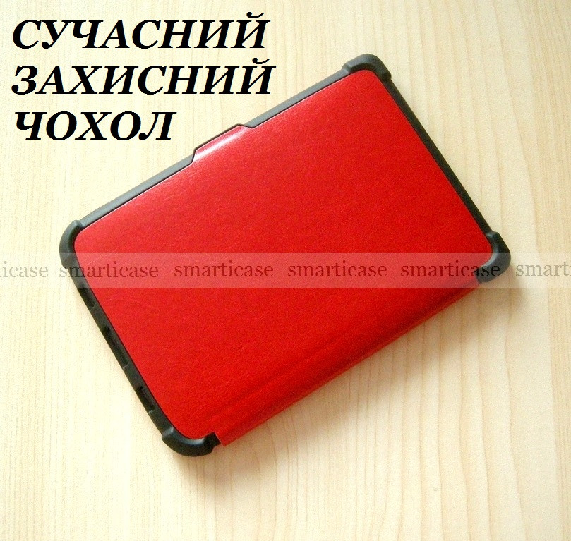 Женский чехол обложка красный для Pocketbook PB 628 Touch Lux 5, PB 606, PB 633 (покетбук) - фото 5 - id-p1265688920