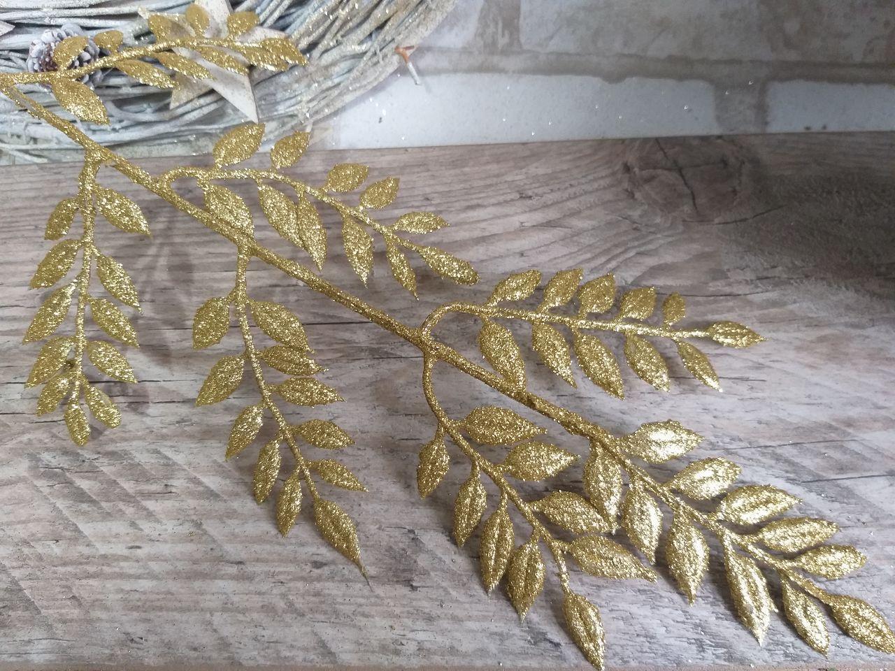 Лист декоративний в золоті, 46 см висота із стеблом