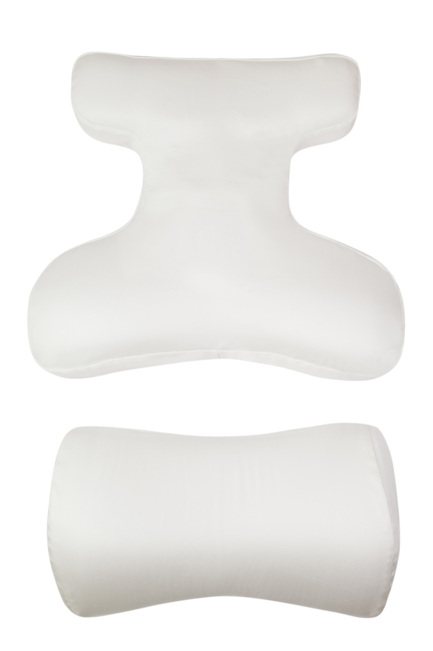 Комплект BEAUTY SET - ортопедичні подушки для сну на животі (Face Pillow №1 & Roller Pillow №2) тенсел айворі