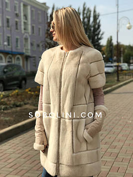 Жилет із норки, перловий натуральний колір