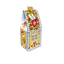 Подарункова коробка для цукерок на Ніколая і Новий рік до 300 г Жовтий казковий будиночок