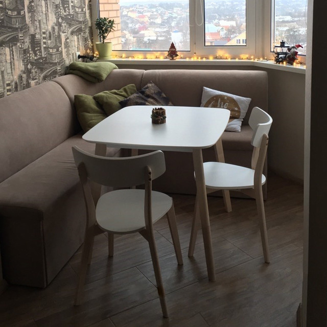 Білий кухонний стіл Signal Tibi 90 см в скандинавському стилі з ніжками дуб Польща