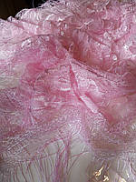 Женский платок на голову, шею.Розовый. Светло розовый. Гипюр. 95/95