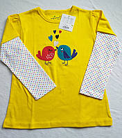 Реглан для дівчинки Пташки, жовтий, Jumping Beans, розміри 98, 104, 116