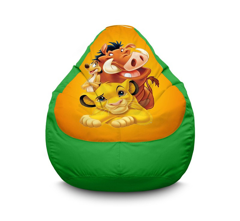 Кресло мешок "Lion King. Simba, Timon and Pumbaa. Yellow" Оксфорд XXL (90х125 см)