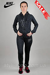 Жіночий модний трикотажний костюм Nike (Найк) (0413-3), спортивні костюми, Чорний