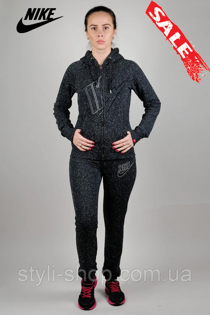 Жіночий модний трикотажний костюм Nike (Найк) (0413-3), спортивні костюми, Чорний