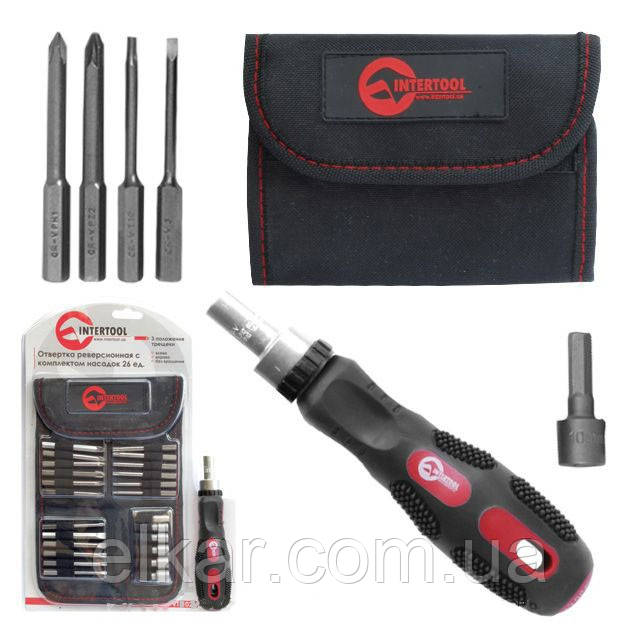 Викрутка реверсивна з комплектом насадок (26 од.) VT-1026, фото 1