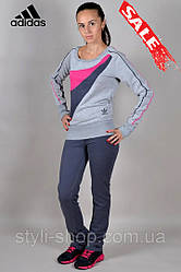 Жіночий трикотажний костюм Adidas (Адідас) (1246-4), спортивні костюми, Туреччина, Світло-сірий