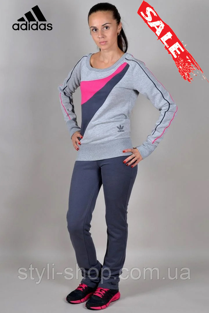 Жіночий трикотажний костюм Adidas (Адідас) (1246-4), спортивні костюми, Туреччина, Світло-сірий