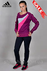 Жіночий спортивний трикотажний костюм Adidas (Адідас) (1246-3), спортивні костюми, Туреччина, Малиновий