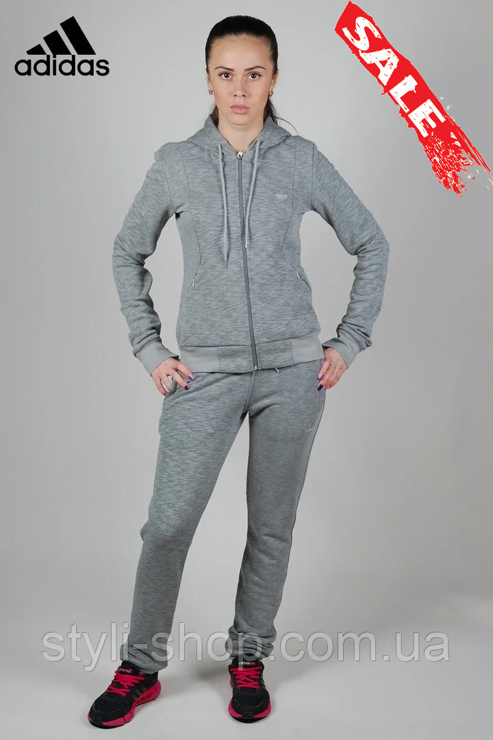 Жіночий спортивний трикотажний костюм Adidas (Адідас) (0388-3), спортивні костюми, Туреччина, Світло-сірий